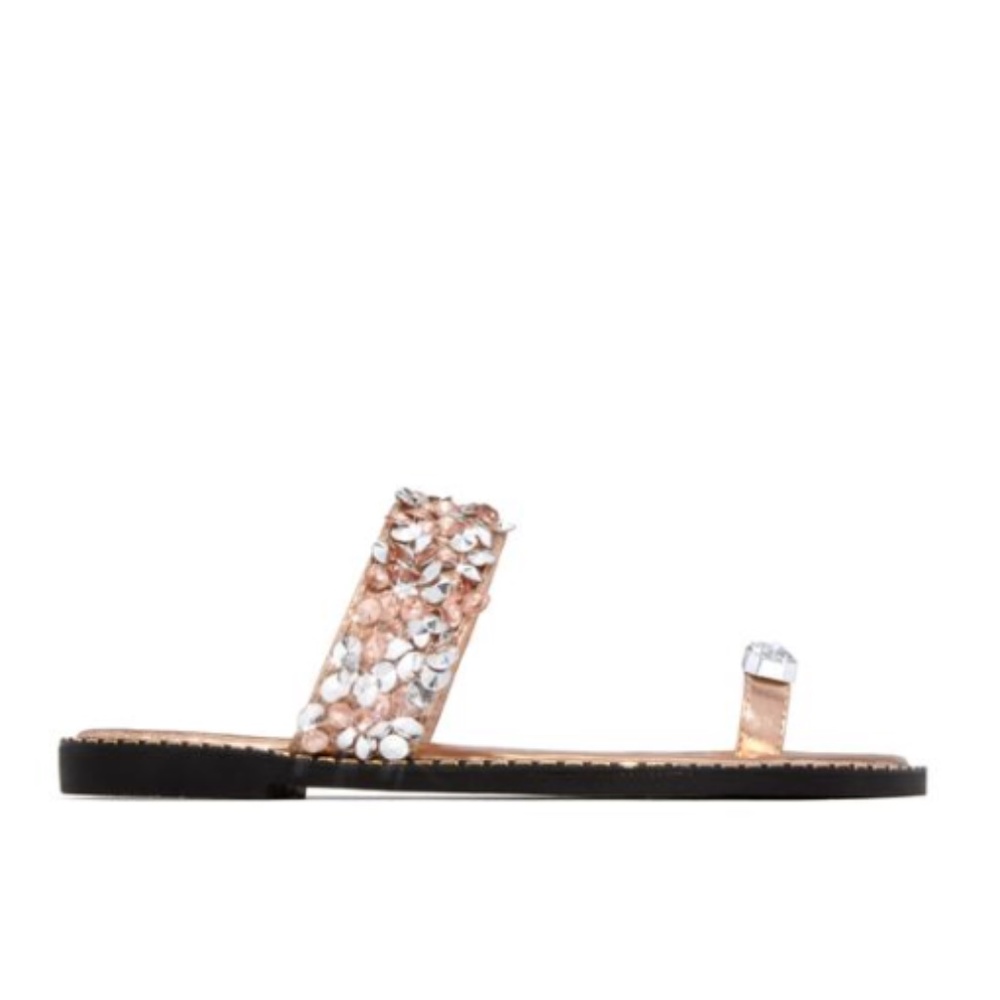 !! RESTOCKED !! Embellished Lux Slides - Rose Gold - Picture 3 of 4
